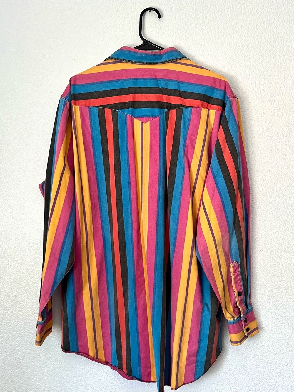 Rare 90’s Wrangler Brushpopper USA Striped Western X-Long Tails Shirt 17.5-35 - Picture 3 of 10